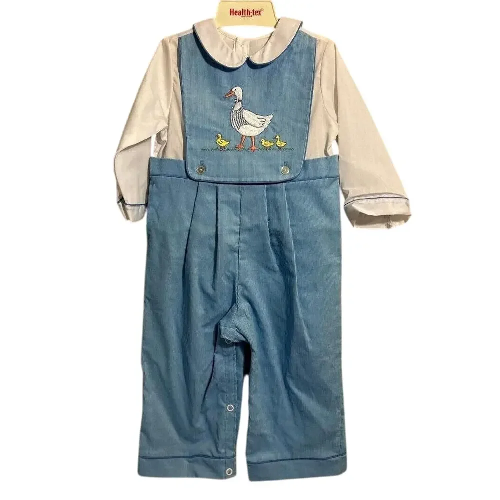 Vtg Infant Blue Corduroy Overall Jumper Pant/Shirt 24 months, Once Upon a Time